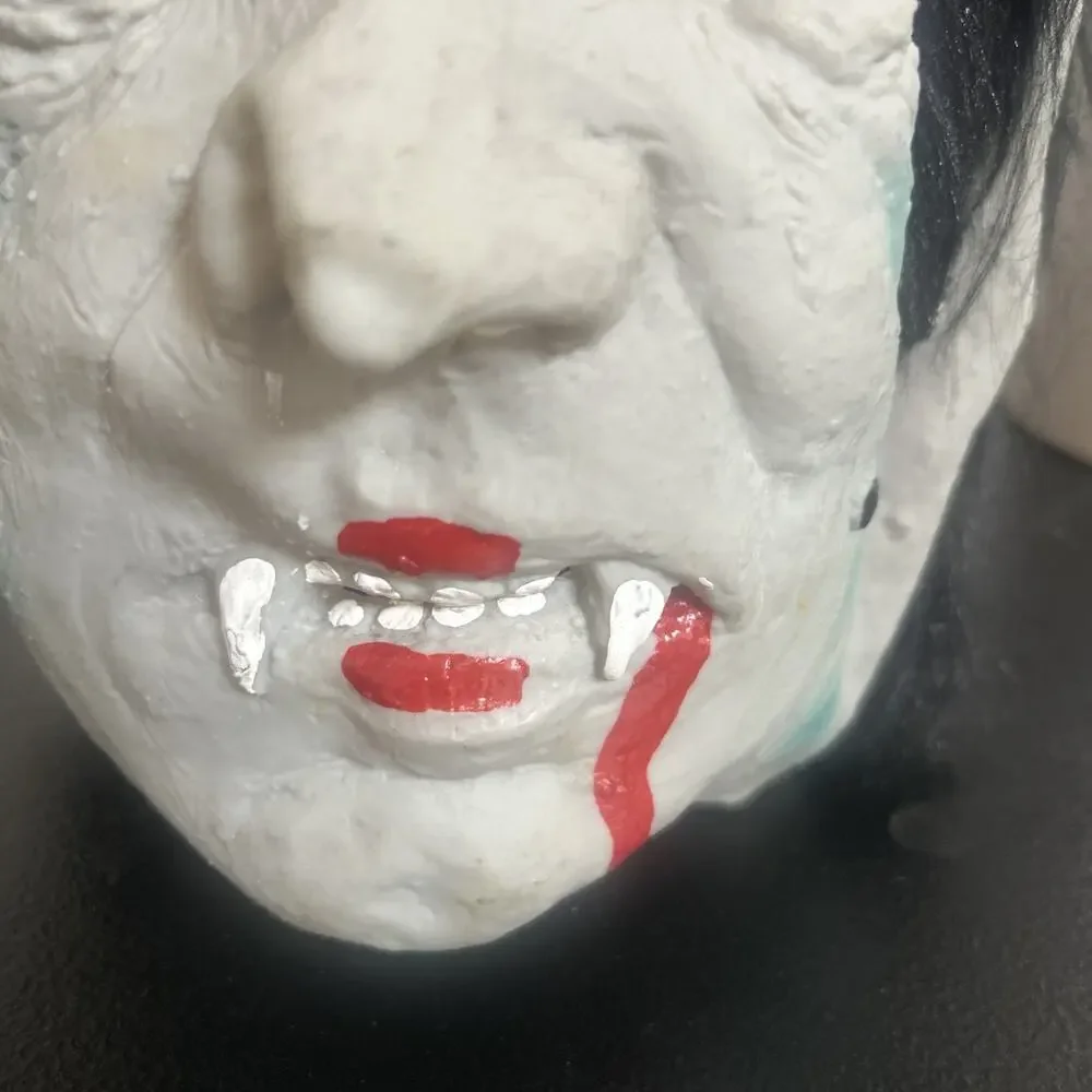 VTG Fun World Dracula vampire ghoul latex lined mask hair Halloween costume